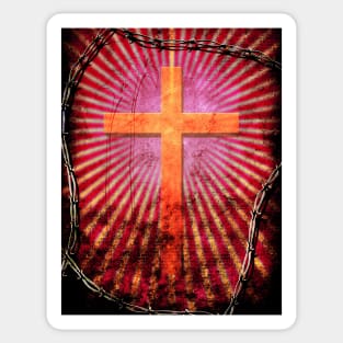 Christian cross in rays of light Sticker